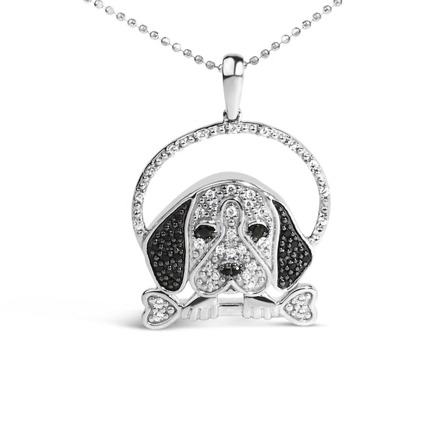 .925 Sterling Silver 1/4 Cttw Diamond Beagle (I-J Color, I2-I3 Clarity)