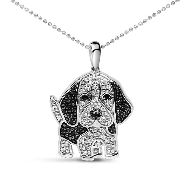 .925 Sterling Silver 1/4 Cttw Diamond Dog Pendant (I-J Color, I2-I3 Clarity)