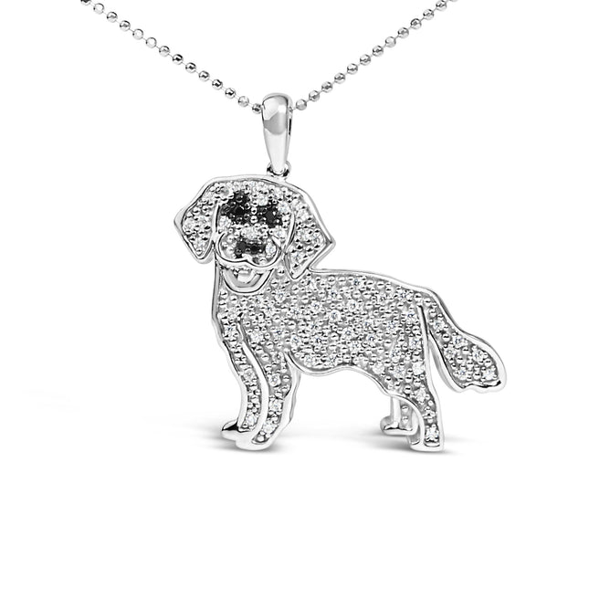 .925 Sterling Silver 1/3 Cttw Diamond  Labrador Retrie (I-J Color, I2-I3 Clarity