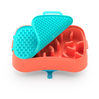 Warm Ocean Red Bowl with Teal Lickmat