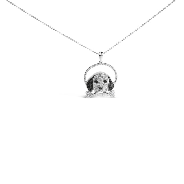 .925 Sterling Silver 1/4 Cttw Diamond Beagle (I-J Color, I2-I3 Clarity)