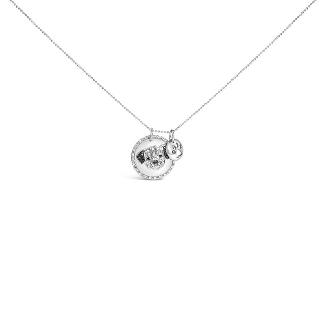.925 Sterling Silver 1/4 Cttw Diamond Pitbull Dog Medallion