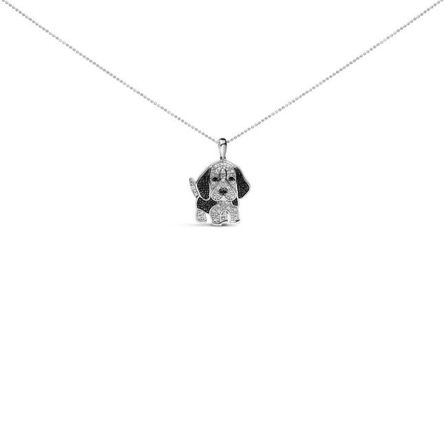 .925 Sterling Silver 1/4 Cttw Diamond Dog Pendant (I-J Color, I2-I3 Clarity)