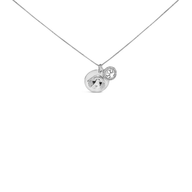 .925 Sterling Silver 1/5 Cttw Diamond Beagle Dog Medallion (I-J Color, I2