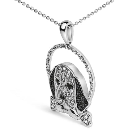 .925 Sterling Silver 1/4 Cttw Diamond Beagle (I-J Color, I2-I3 Clarity)