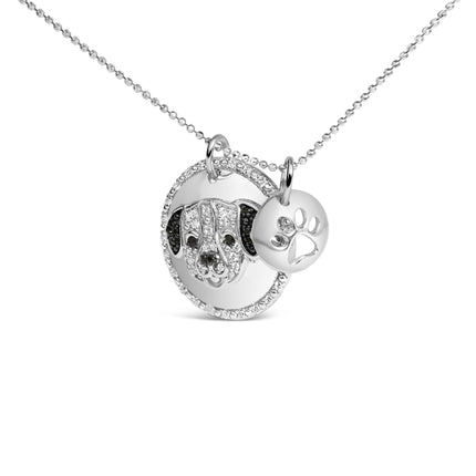 .925 Sterling Silver 1/4 Cttw Diamond Pitbull Dog Medallion