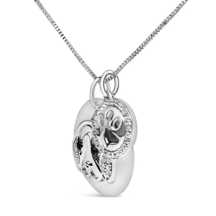 .925 Sterling Silver 1/5 Cttw Diamond Beagle Dog Medallion (I-J Color, I2