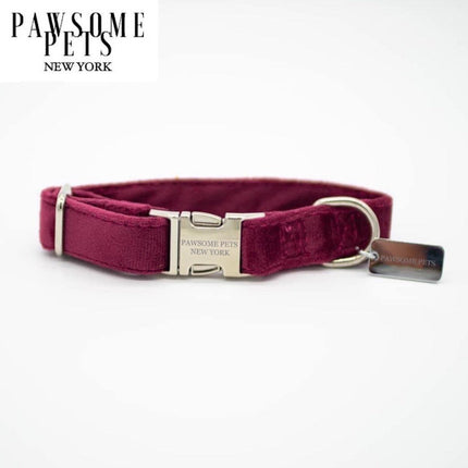 Small Size Dog & Cat Collar - Burgundy Velvet
