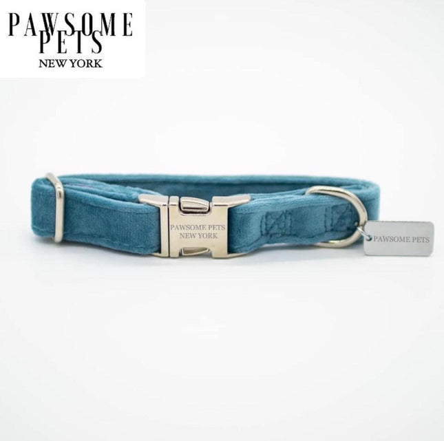 Small Size Dog & Cat Collar - Sky Blue Velvet