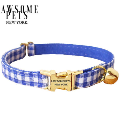 Small Size Dog & Cat Collar - Woaded Blue Stripe