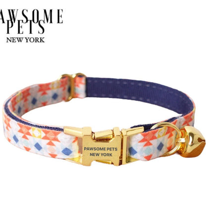 Small Size Dog & Cat Collar - Gamboge With Blue