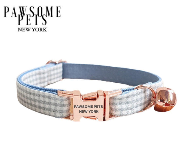 Small Size Dog & Cat Collar - Blue Grey Stripe
