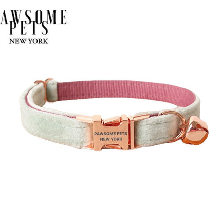 Small Size Dog & Cat Collar - Pea Green With Pink