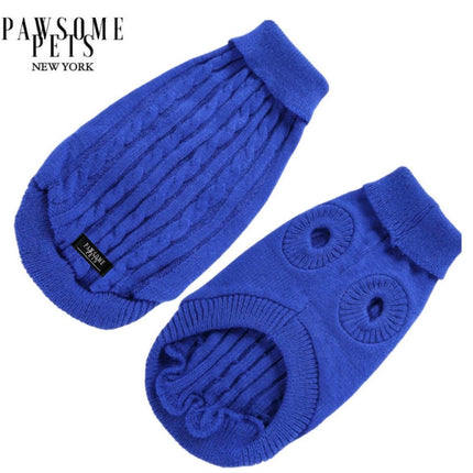 Dog and Cat Cable Knit Sweater - Dark Blue