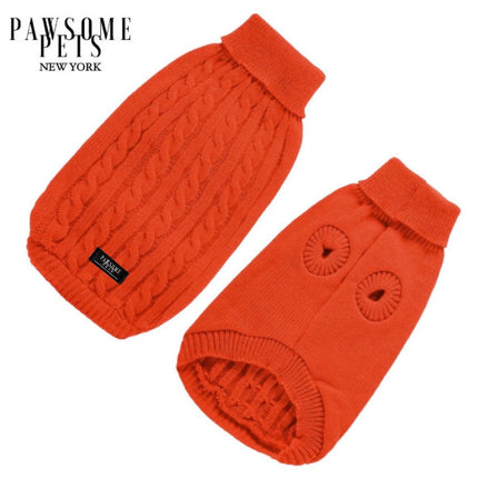 Dog and Cat Cable Knit Sweater - Orange