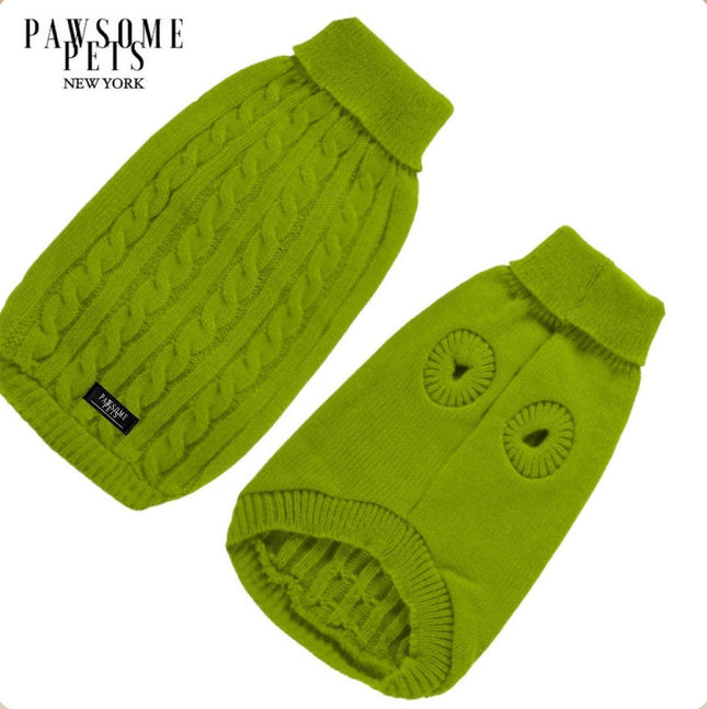 Dog and Cat Cable Knit Sweater - Avocado