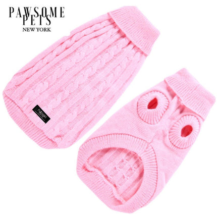 Dog and Cat Cable Knit Sweater - Light Pink