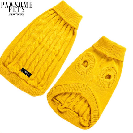 Dog and Cat Cable Knit Sweater - Yellow