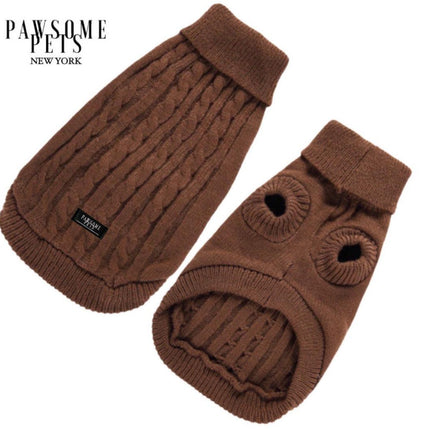Dog and Cat Cable Knit Sweater - Brown