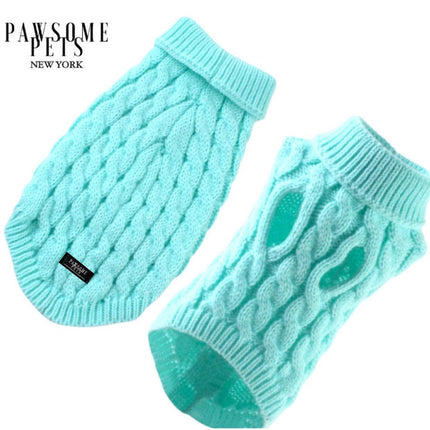 (Extra Warm) Dog and Cat Cable Knit Sweater - Mint Green