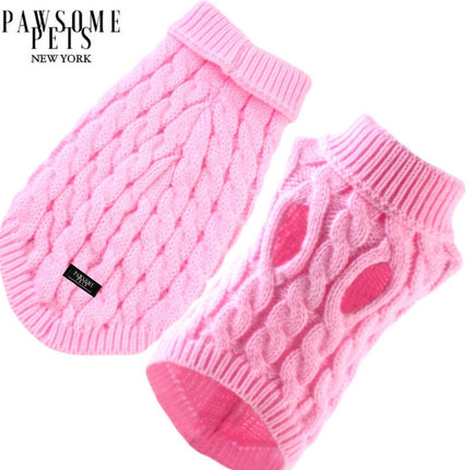 (Extra Warm) Dog and Cat Cable Knit Sweater - Pink