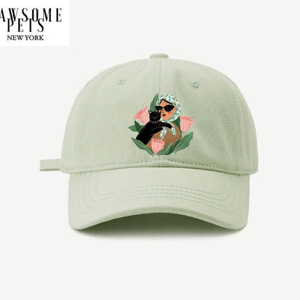 Cat Mom Hat - Lady With Black Cat