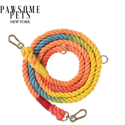 Hands Free Dog Rope Leash - Dark Rainbow