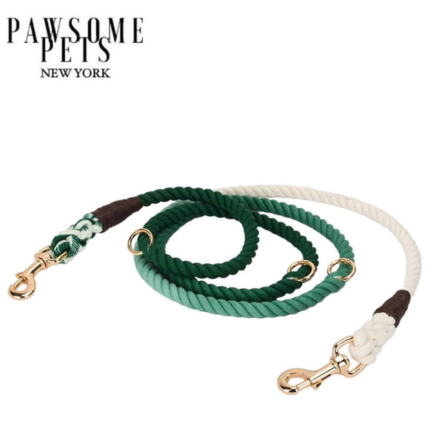 Hands Free Dog Rope Leash - Ombre Dark Green