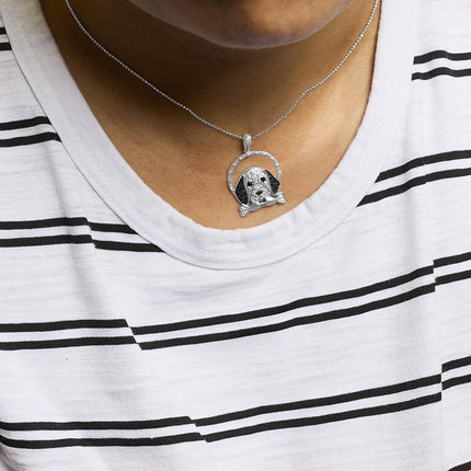 .925 Sterling Silver 1/4 Cttw Diamond Beagle (I-J Color, I2-I3 Clarity)
