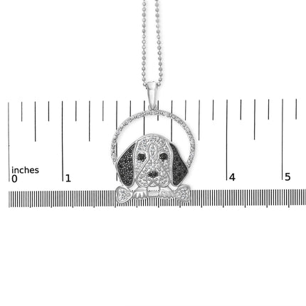 .925 Sterling Silver 1/4 Cttw Diamond Beagle (I-J Color, I2-I3 Clarity)