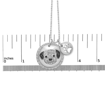 .925 Sterling Silver 1/4 Cttw Diamond Pitbull Dog Medallion