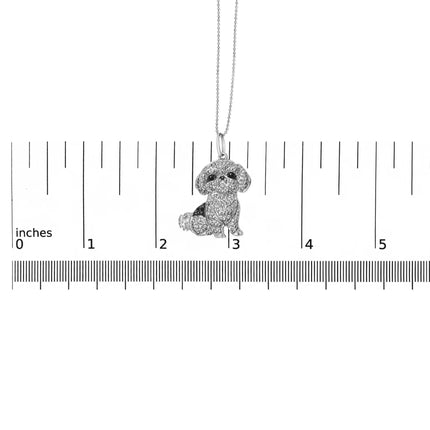 .925 Sterling Silver 1/2 Cttw Diamond Shih Tzu Dog (I-J Color, I2-I3 Clarity)