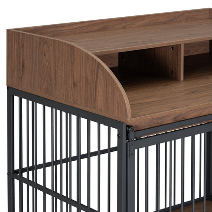 44'' Heavy Duty Large Dog Crate Furniture for Large Medium Dog With Lockable Wheels, Wooden Dog Crate Dog Kennel, End Ta