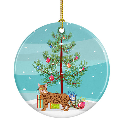 Bengal Cat Christmas Ceramic Ornament