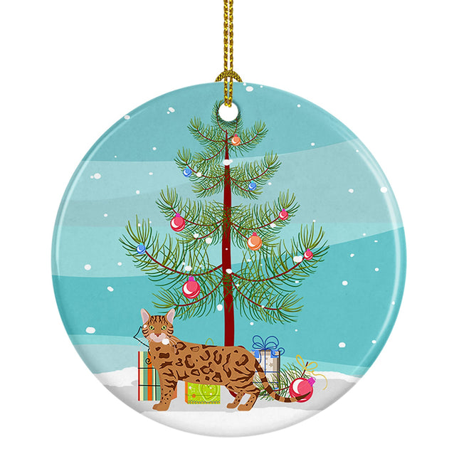 Bengal Cat Christmas Ceramic Ornament