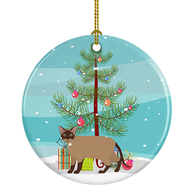 Burmese Cat Christmas Ceramic Ornament