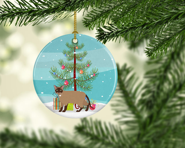 Burmese Cat Christmas Ceramic Ornament