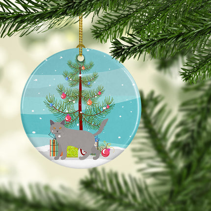 Chartreux Cat Christmas Ceramic Ornament