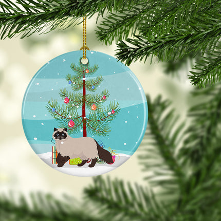 Colorpoint Persian Hymalayan Cat Christmas Ceramic Ornament