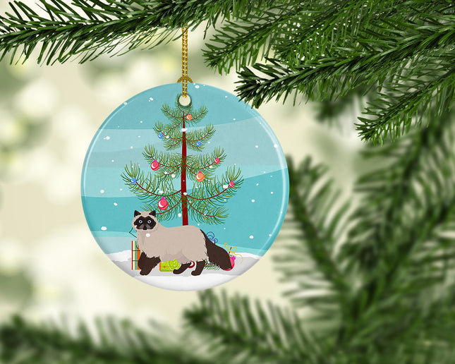 Colorpoint Persian Hymalayan Cat Christmas Ceramic Ornament