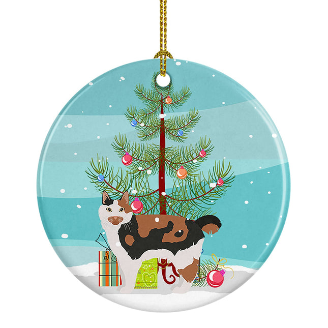 Cymric Cat Christmas Ceramic Ornament