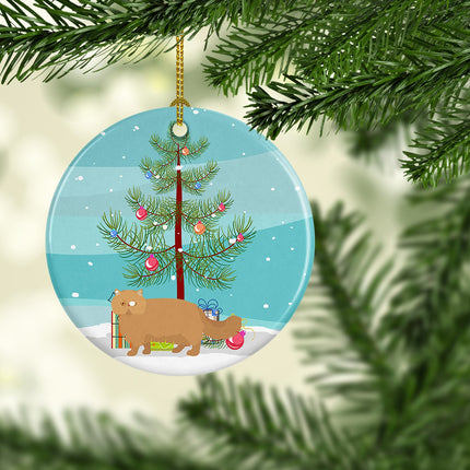 Persian Modern Cat Christmas Ceramic Ornament