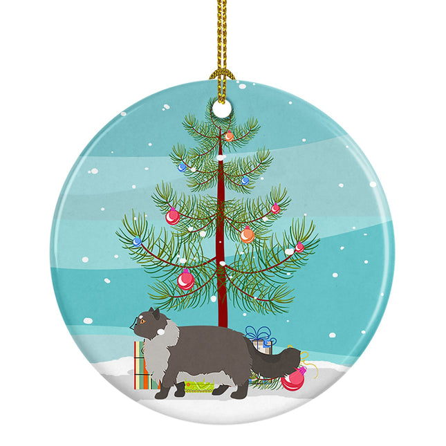 Persian Modern Cat Christmas Ceramic Ornament
