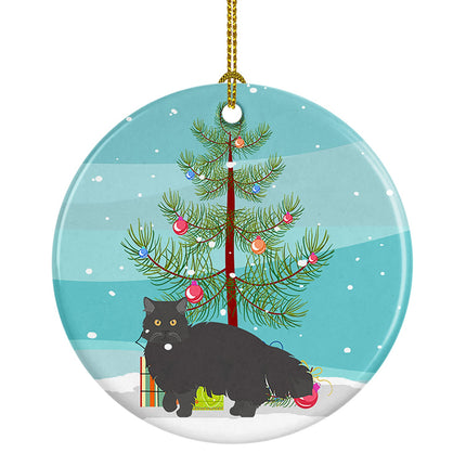 Black Persian Traditional Cat Christmas Ceramic Ornament