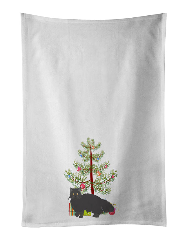 Black Persian Traditional Cat Christmas Kitchen Towel Set of 2