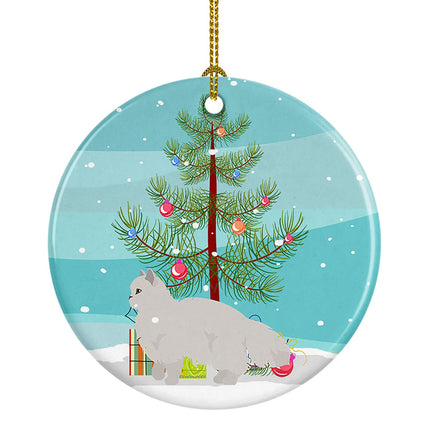 White Persian Traditional Cat Christmas Ceramic Ornament