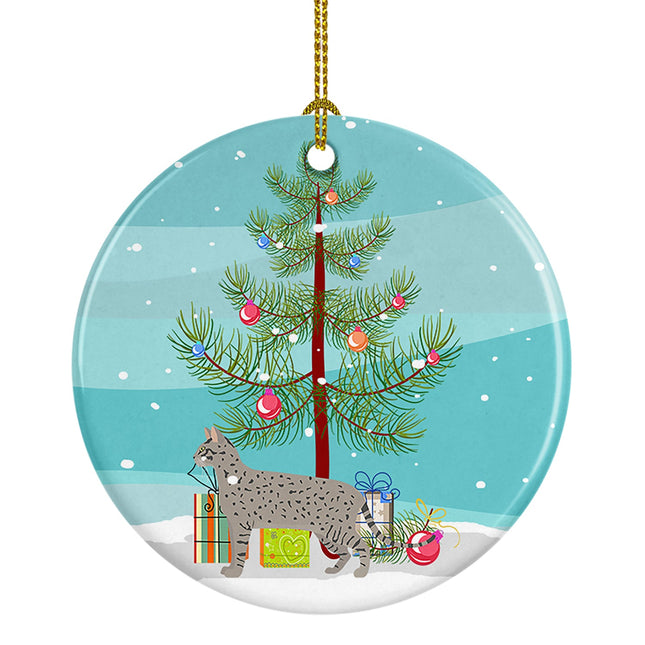 Safari Cat Christmas Ceramic Ornament