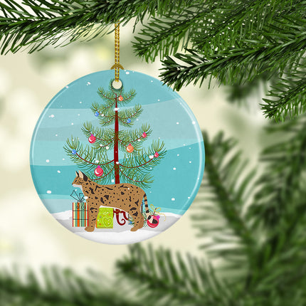 Savannah Cat Christmas Ceramic Ornament