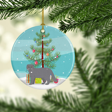 Scottish Fold Cat Christmas Ceramic Ornament