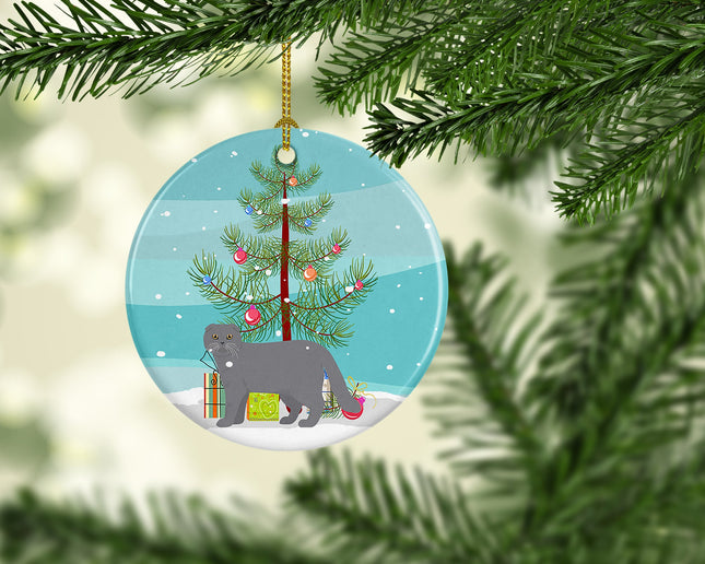 Scottish Fold Cat Christmas Ceramic Ornament